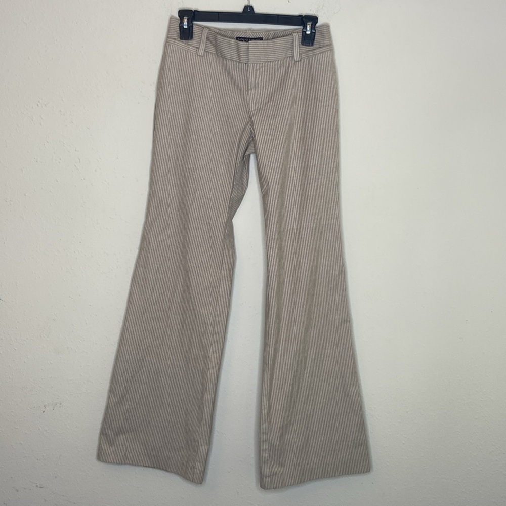 Banana Republic Women's Size 2 Tan and White Striped Flare Leg Pants